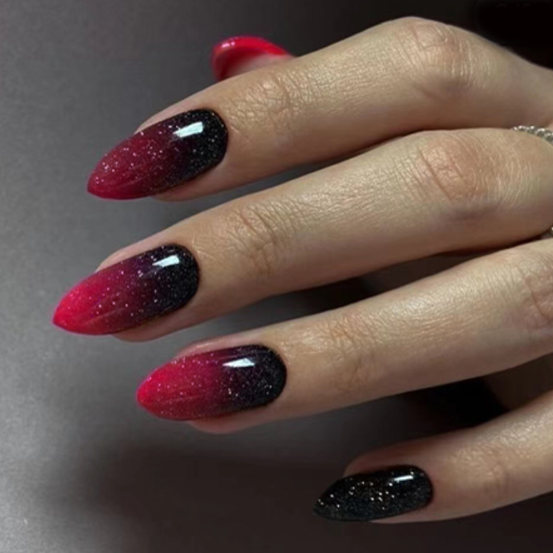 24Pcs Rose Red Cat's Eye False - Nail Art Zebra Design 评论和价格