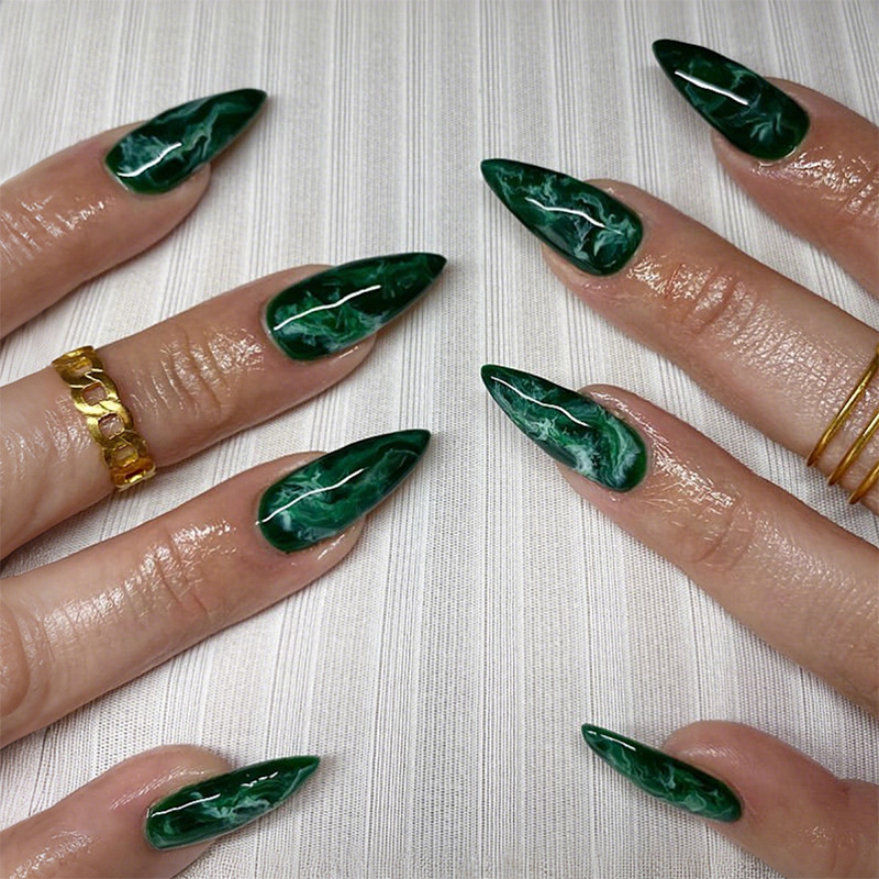 24Pcs Rose Red Cat's Eye False - Nail Art Zebra Design 评论和价格