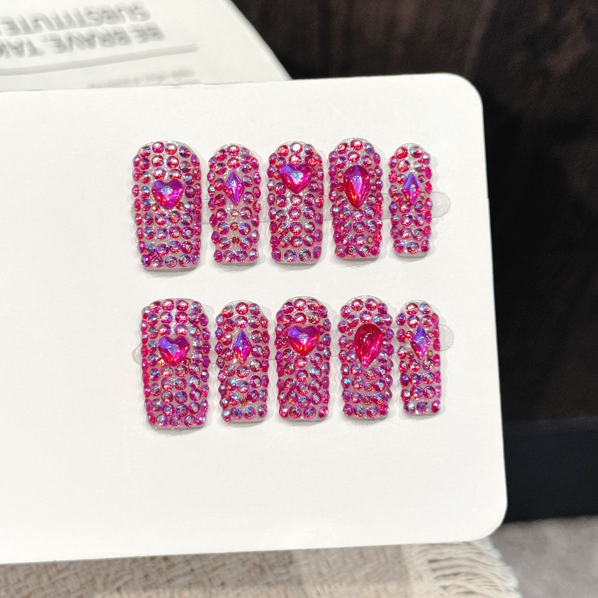 10PCS Long Square  Handmade Pr - Nail Art Fake 评论和价格