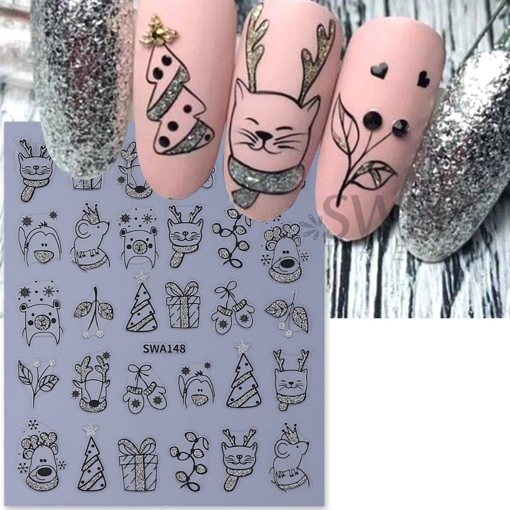 1pc Shinning Cartoon Christmas - Nail Art Xmas Simple 评论和价格