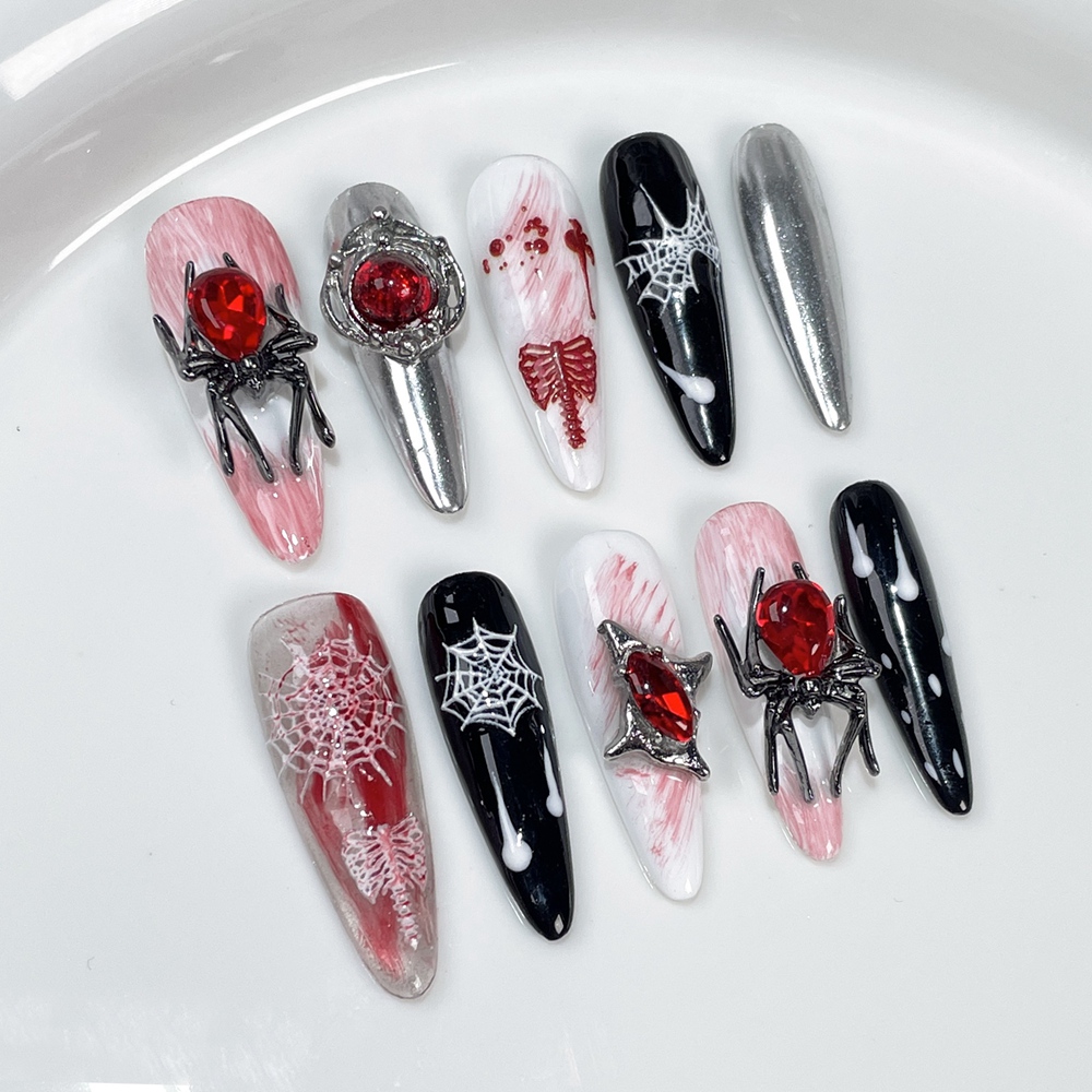 Handmade Halloween Press on Na - Nail Art Fake 评论和价格