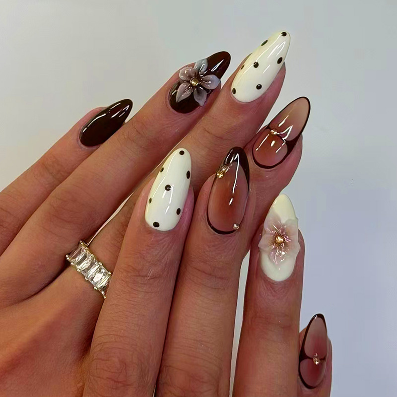 24pcs Finished Almond Press on - Nail Art Fake 评论和价格
