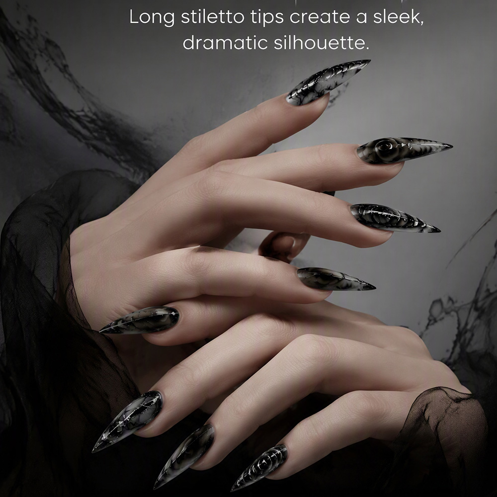 Stiletto Gothic Press On Nails - Nail Art Fake 评论和价格
