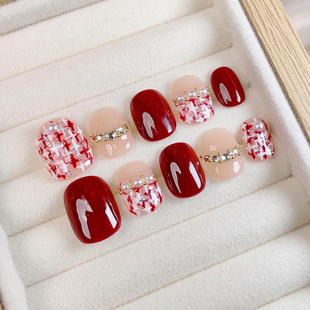 10pcs Short Square Round Handm - Nail Art Fake 评论和价格