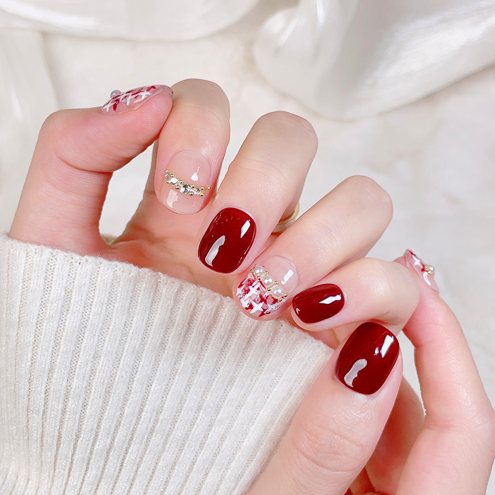 10pcs Short Square Round Handm - Nail Art Fake 评论和价格